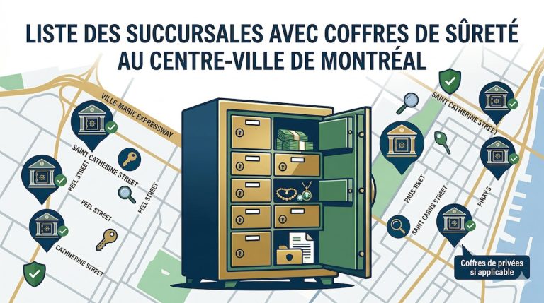 Liste des succursales avec coffres de sûreté au Centre-Ville de Montréal